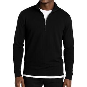 Smartwool 1/4 Zip Sweater Turtleneck 100% Superfine Merino Wool Black M/L